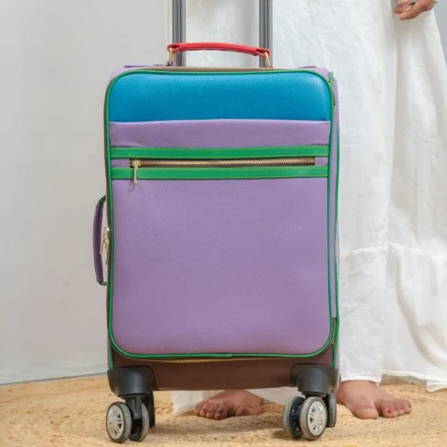 Buy Genuine Leather Multicolor Luggage Trolley With Adjustable Handle Factory Manufacturing Custom Size Available Trendy Product