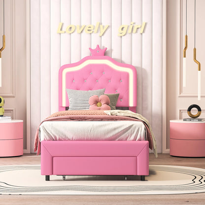 Rosahqnda Children bed Padded Single bed 90*200cm Double Bed 140*200cm girls bed Princesses bed Youth bed Frame PU