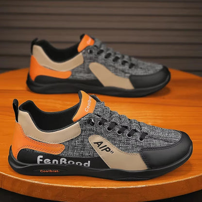 New Style Men's Breathable Lace-Up Sneakers Lightweight Textile Casual Shoes Comfortable Walking Sneakers for Daily Outdoor Use