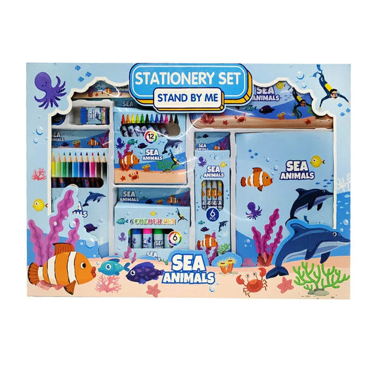 [GD] Art set with blank notebook, colored pencils, crayons, markers, eraser, sharpener, ruler and pencil case