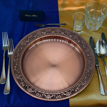 Disposable Iron Copper Finished Round Dinner Plate Chargers Decorative Serving Tableware for Dining