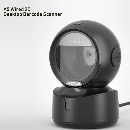 NETUM A5 2D Desktop Barcode Scanner, Omnidirectional Hands-Free Wired USB Big Barcode Reader 1D QR Screen Barcodes Scanning