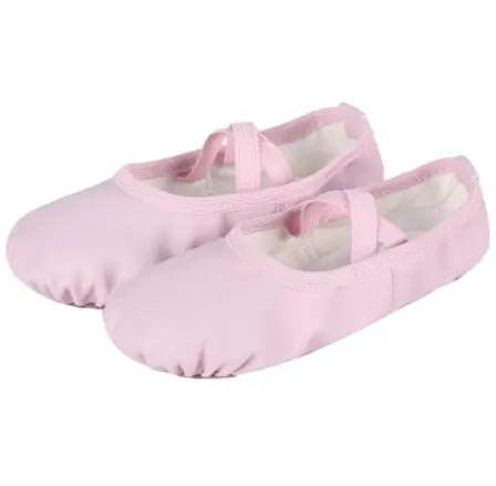 EU in Stock Spot Pink Sports Ballerina Dance Shoes Cross Straps Elastic PU Leather Ballerina Shoes