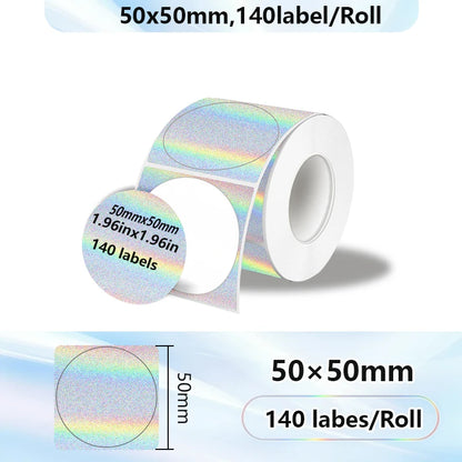 40-50mm Round Square Thermal Label Printer Sticker Self-Adhesive Thermal Paper Compatible M110 M220 M200 E210 P50 Label Printer