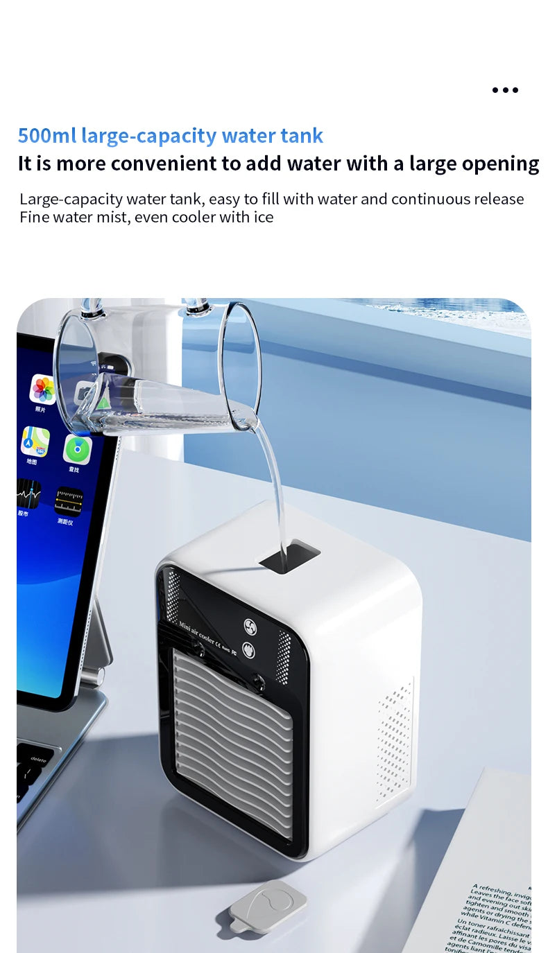 Portable Mini Air Conditioner for Dormitory | Fast Cooling Ultrasonic Nano Mist LCD Display Rechargeable Portable Outdoor Cooler