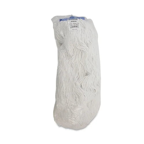 Boardwalk 24 Oz. Microfiber Lie-Flat Mop Head Plastic Basket Handle Rectangle Design for Floor Usage White Color 12/Carton Free