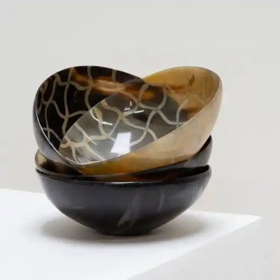 High Quality Custom Handcrafted Natural Horn Salad Serving Bowl Highly Polished Classic Design Home Restaurant Eco-Friendly