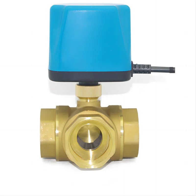 1/2" to 2" Three Way Electric Motorized Brass Ball Valve Water 220VAC/12VDC/24VDC Two Wire Normally Close L/T Type Control Valve by PDG ibma