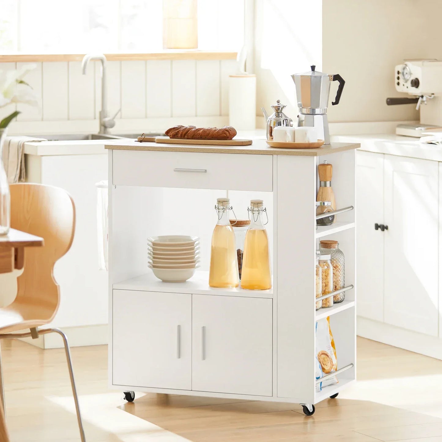 SoBuy FKW113 serving trolley kitchen cart narrow kitchen island on wheels microwave wardrobe trolley for kitchen