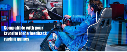 GTPLAYER Racing Simulator Cockpit with Seat, Sim Racing Cockpit Multi-function Adjustable Gaming Wheel Stand for G25 G27 G29
