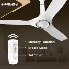 Bajaj 12DC5R Arioso Ceiling Fan Electric Metal App-Controlled Energy Efficient Class 3-Blade 41W Household Hotel Corrugated Box