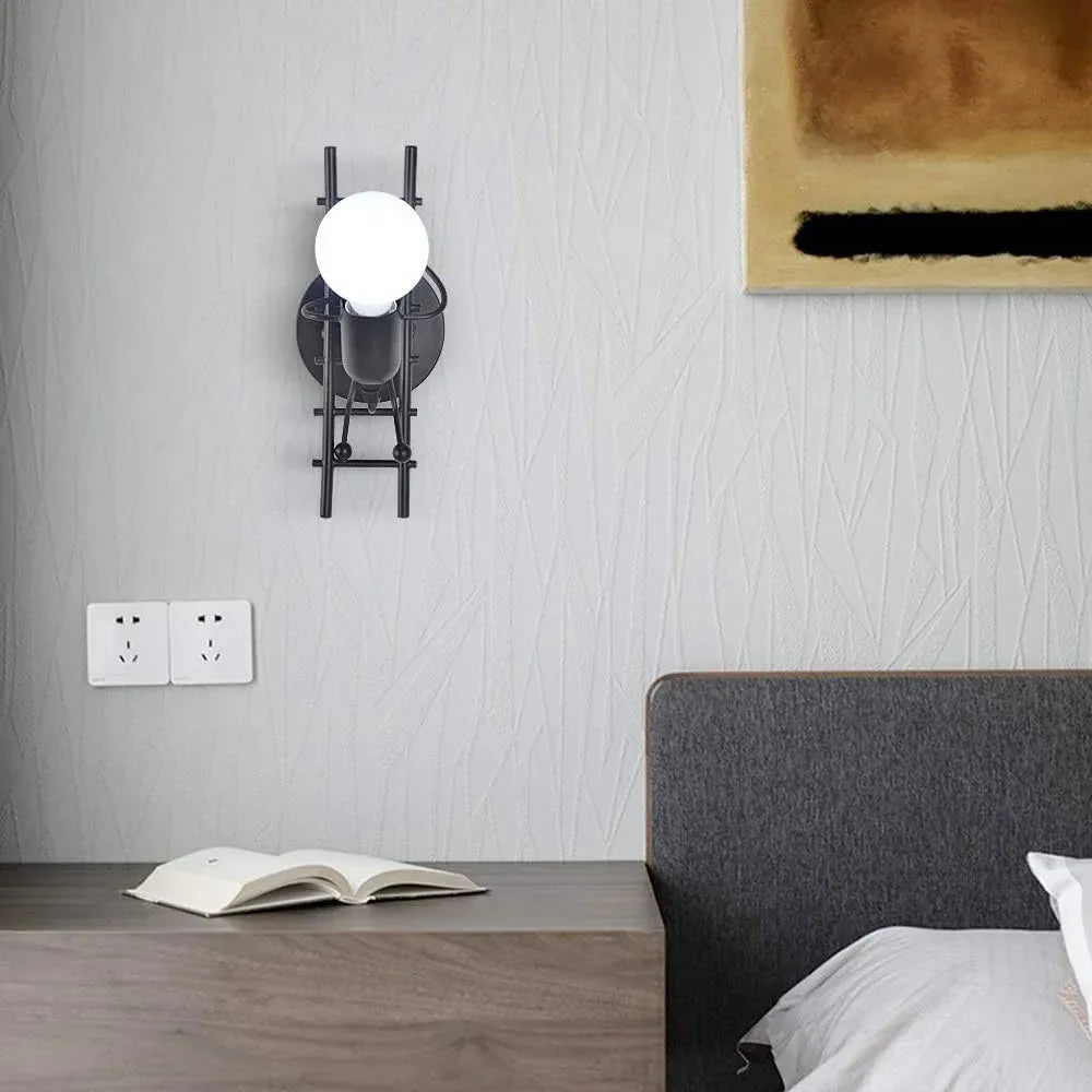 Creative Cartoon Wall Light, Metal Bedside Lamps for Kidsroom Livingroom Dinningroom E27 Bulb not Included