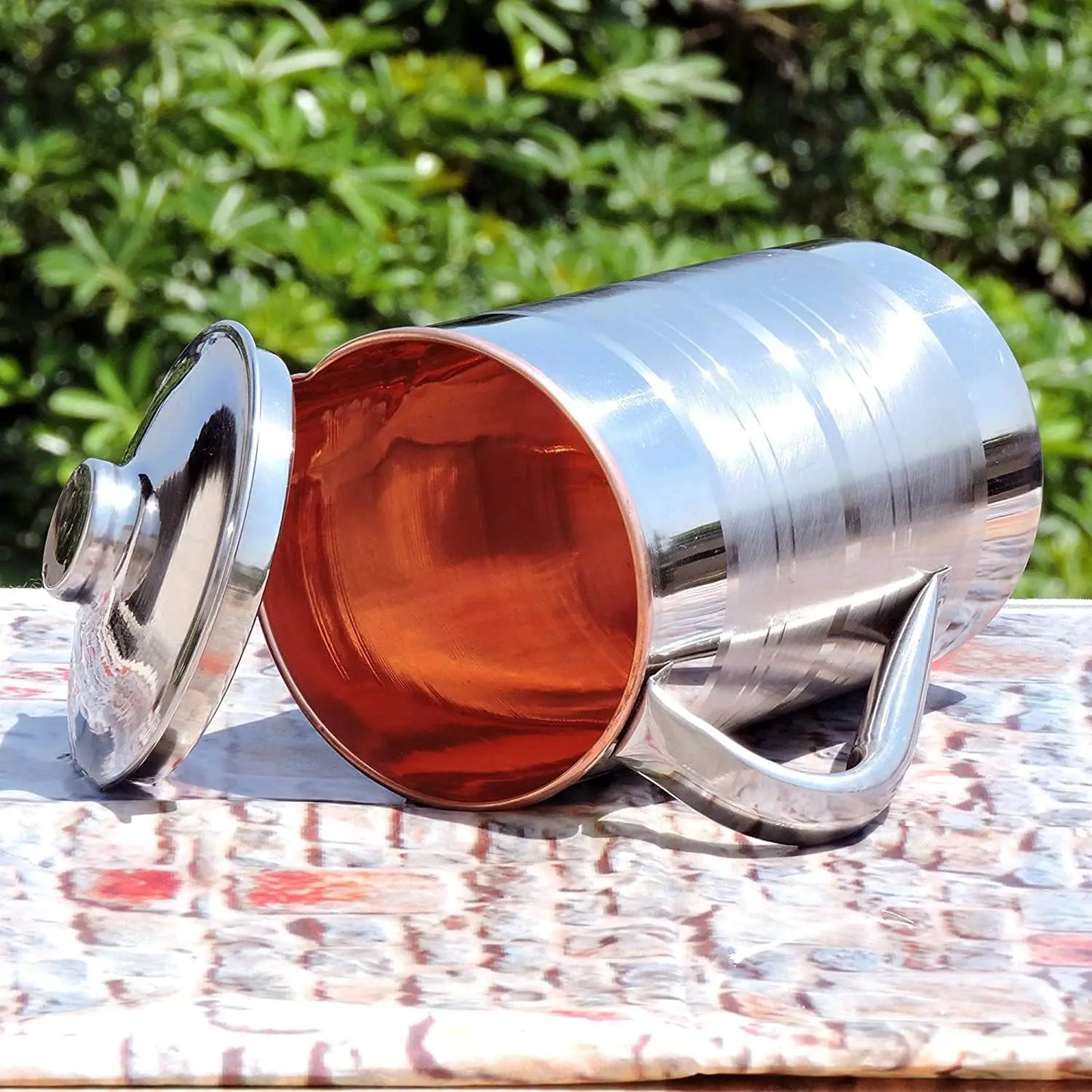 Wholesale 100% Pure Copper Steel Jug Handle Glasses Trendy Indian Design for Kitchen Decor Water Jug Use Tea Pots & Kettles