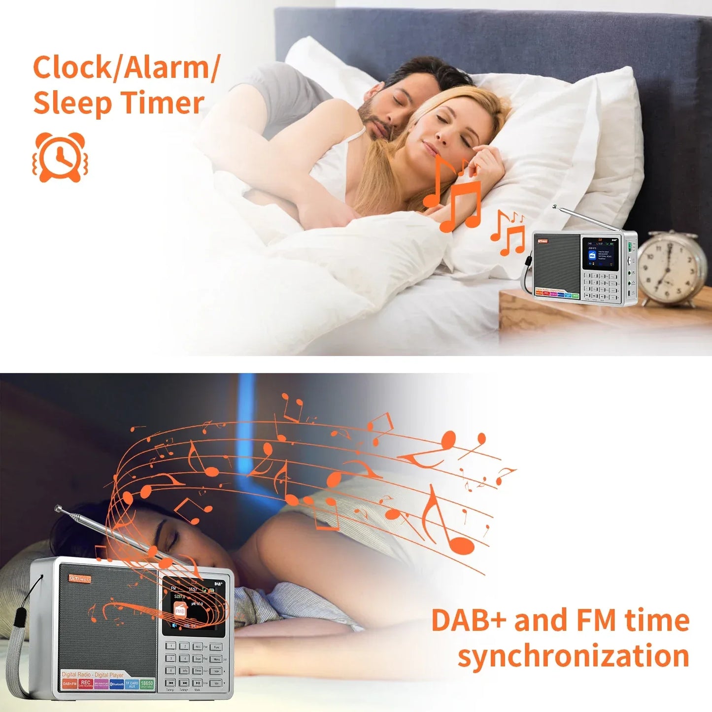 [Genuine]GTMEDIA D2 FM Radio  Portable DAB Digital Bluetooth Speaker AUX IN TF Card Slot MP3 Player Recording Clock Alarm