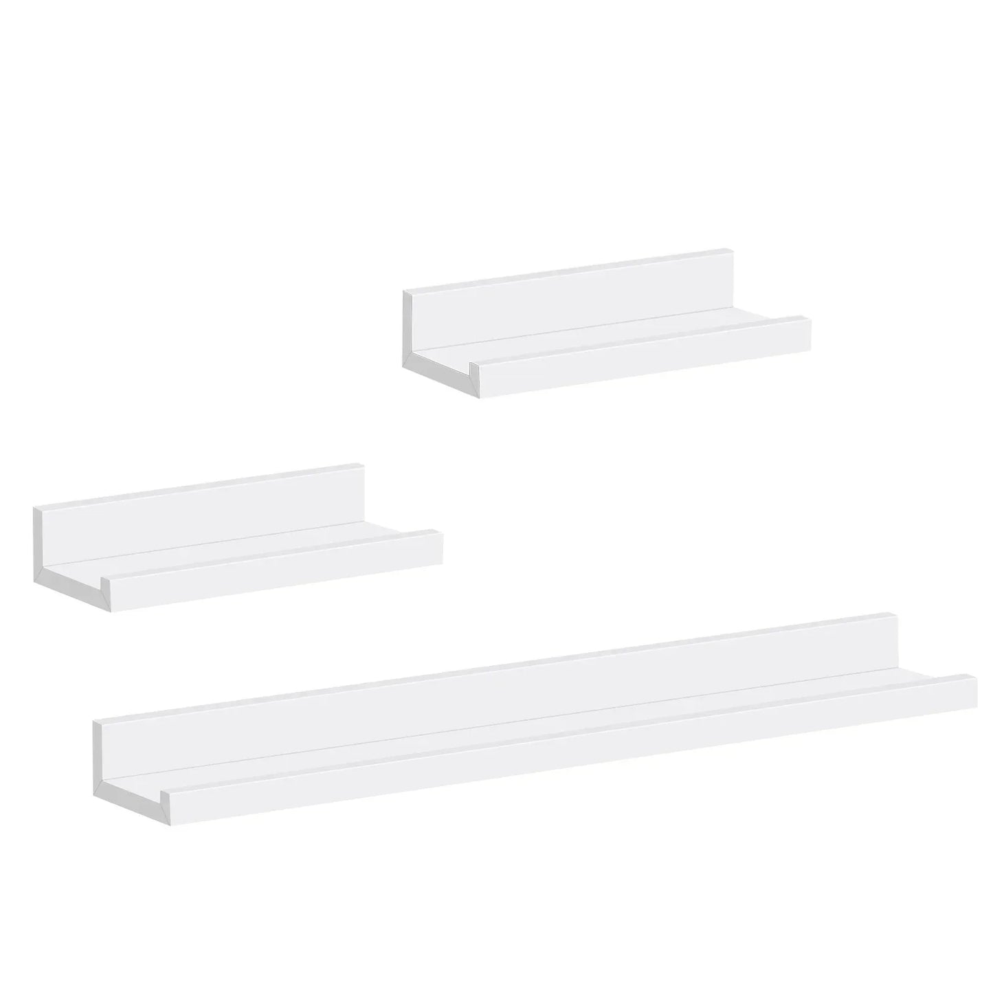 3PCS/Set White Floating Hanging Wall Shelf MDF Picture Magazine Photo Storage Shelf for Living Room Kitchen Bedroom Office