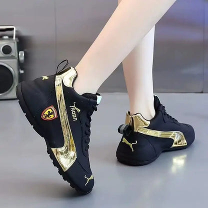 Women's Elevator Shoes Waterproof Leather Surface Breathable Mesh Surface Embroidered Versatile Walking Sneakers
