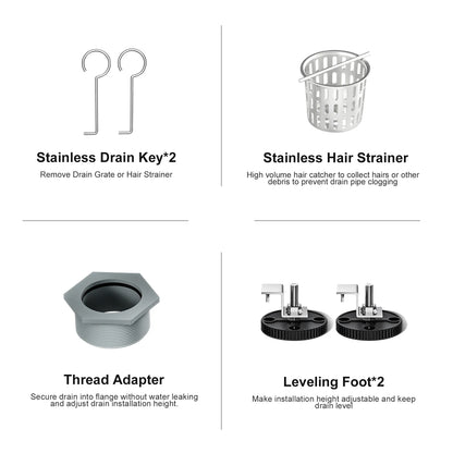 NEODRAIN 28 Inch Recessed Tile-In Brushed Stainless Steel Linear Floor Drain Dropship Friendly
