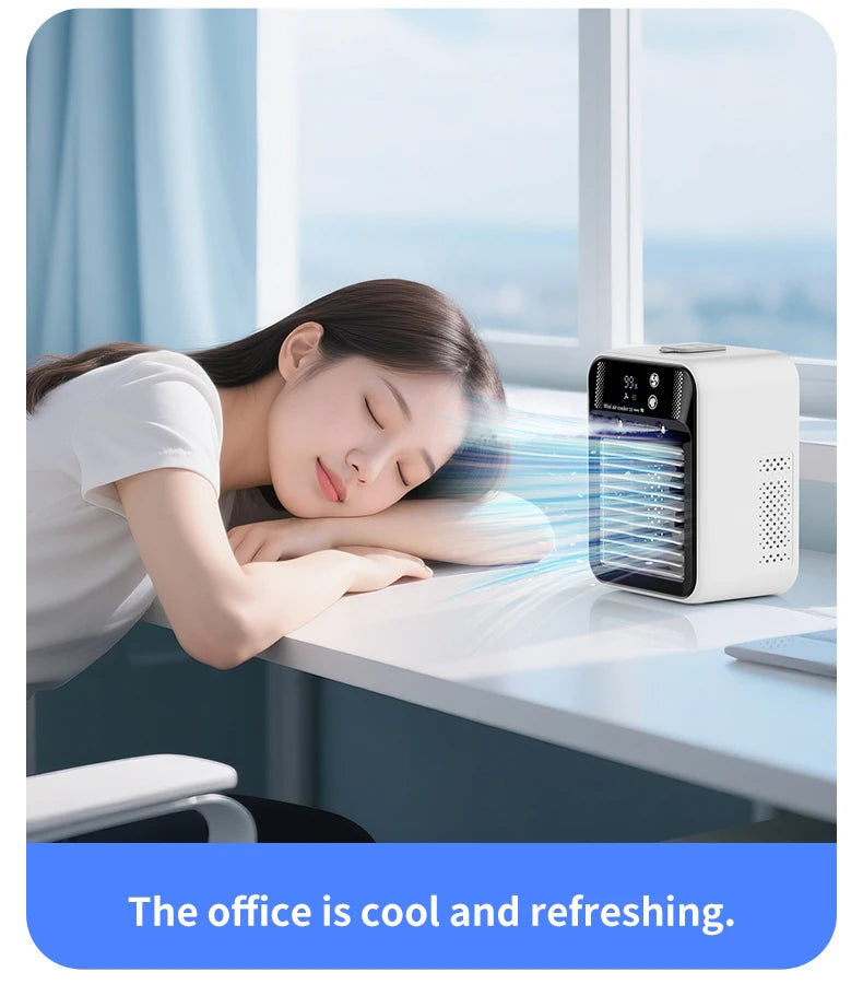 Portable Mini Air Conditioner for Dormitory | Fast Cooling Ultrasonic Nano Mist LCD Display Rechargeable Portable Outdoor Cooler