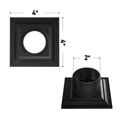 US Standard 4 Inch Square Shower Drain Stainless Steel Floor Drain with Durable ABS Base Dropshipping Supported