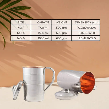 Wholesale 100% Pure Copper Steel Jug Handle Glasses Trendy Indian Design for Kitchen Decor Water Jug Use Tea Pots & Kettles