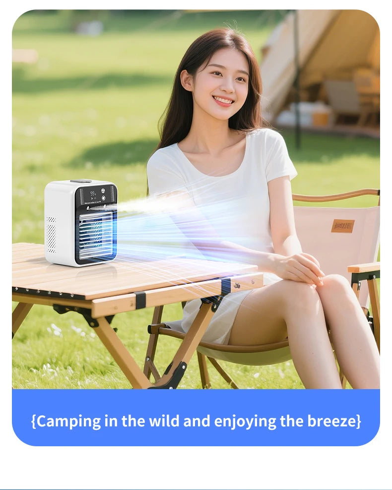 Portable Mini Air Conditioner for Dormitory | Fast Cooling Ultrasonic Nano Mist LCD Display Rechargeable Portable Outdoor Cooler
