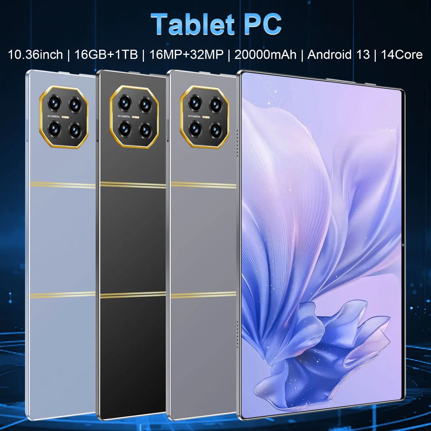 Global Version 10.36 Inch 14 Core 20000mAh New 5G Tablet 16GB+1TB Dual SIM Android 13.0 16MP+32MP Camera Bluetooth WiFi GPS WPS