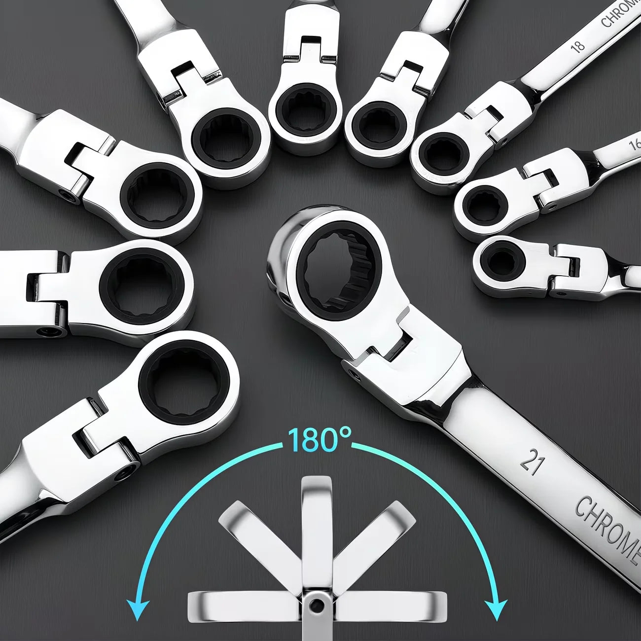 72-Tooth 8-19mm Ratchet Wrench Set Metric, Multi-Function for Garage Home DIY Repair Maintenance Ideal Party Gift