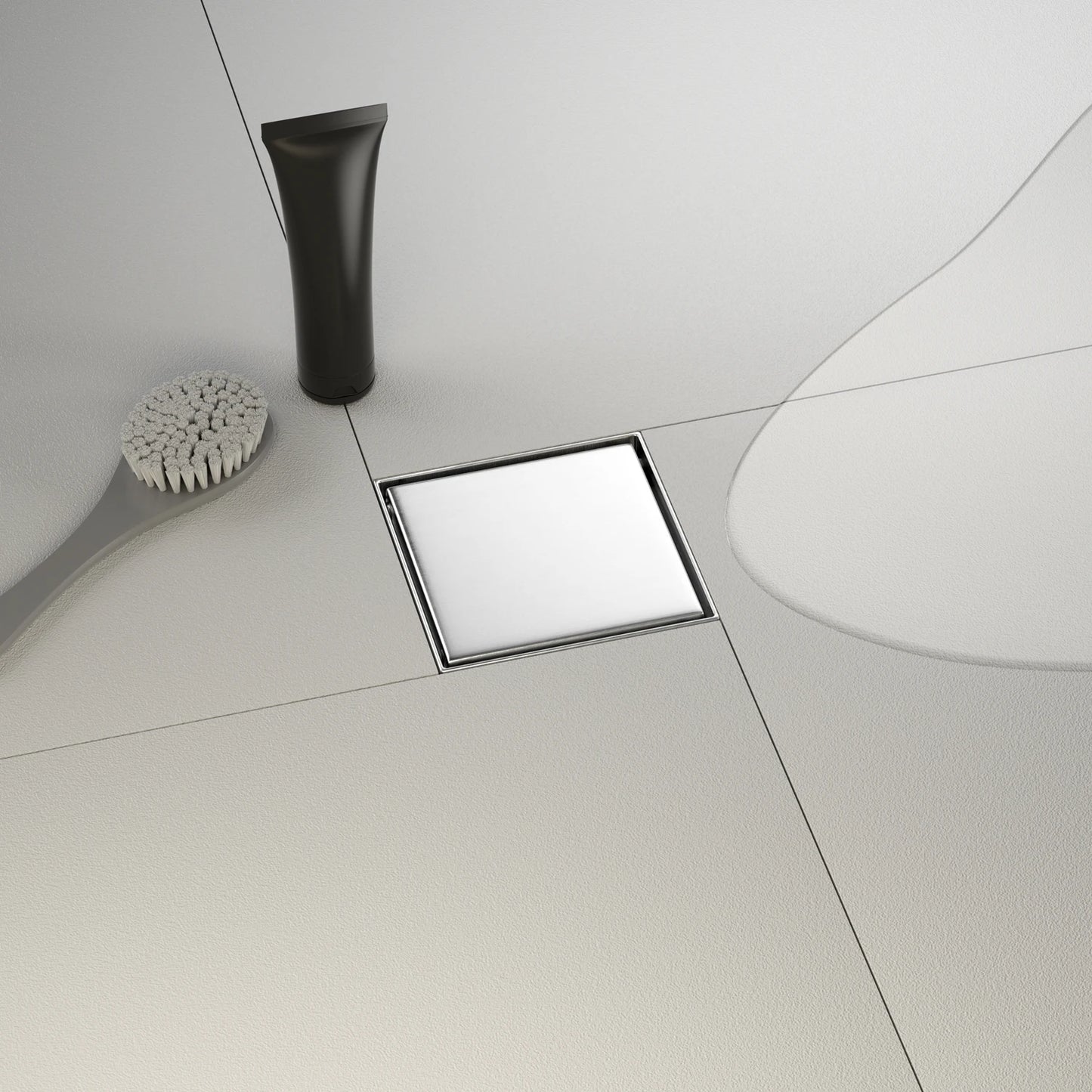 Dropshipping Available Brushed Stainless Steel 4x4 Square Floor Drain with Recessed Tile Insert Panel for Bathroom