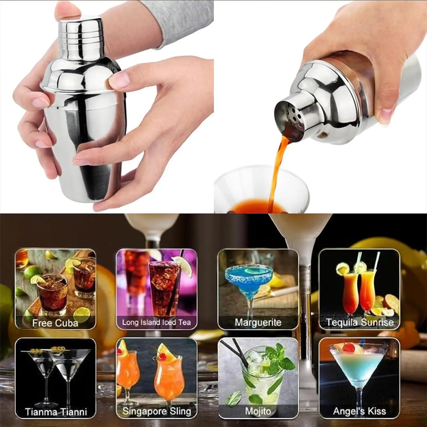 Manufacturer Exporter Selling Stainless Steel Cocktail Shaker Inbuilt Strainer Wholesale Barware Accessories Metal Barware
