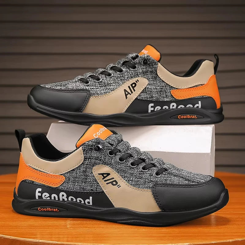 New Style Men's Breathable Lace-Up Sneakers Lightweight Textile Casual Shoes Comfortable Walking Sneakers for Daily Outdoor Use