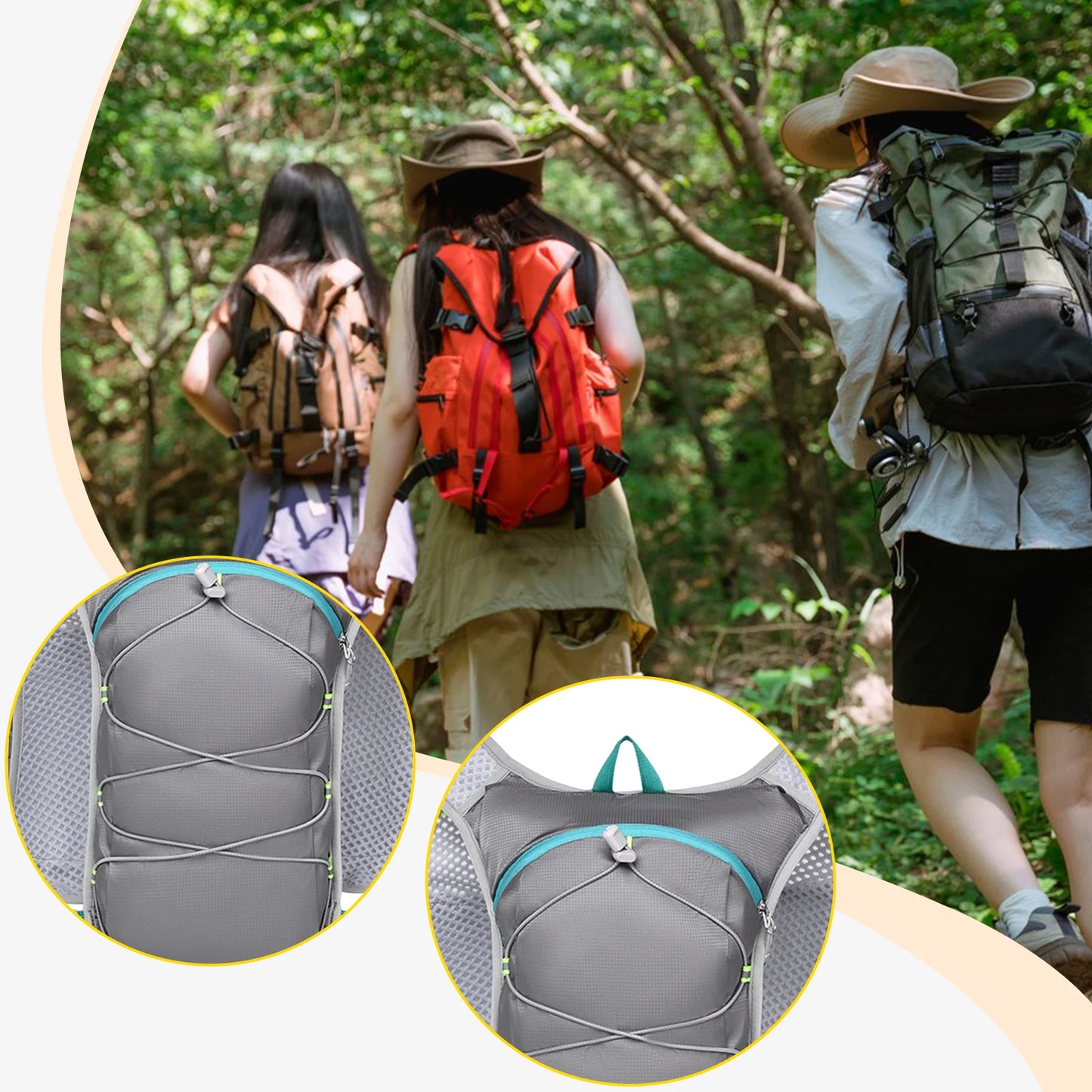 Running Backpack Hiking Bag Breathable Waterproof Portable Water Bottle Backpack Cycling Backpack for Camping, Adventure