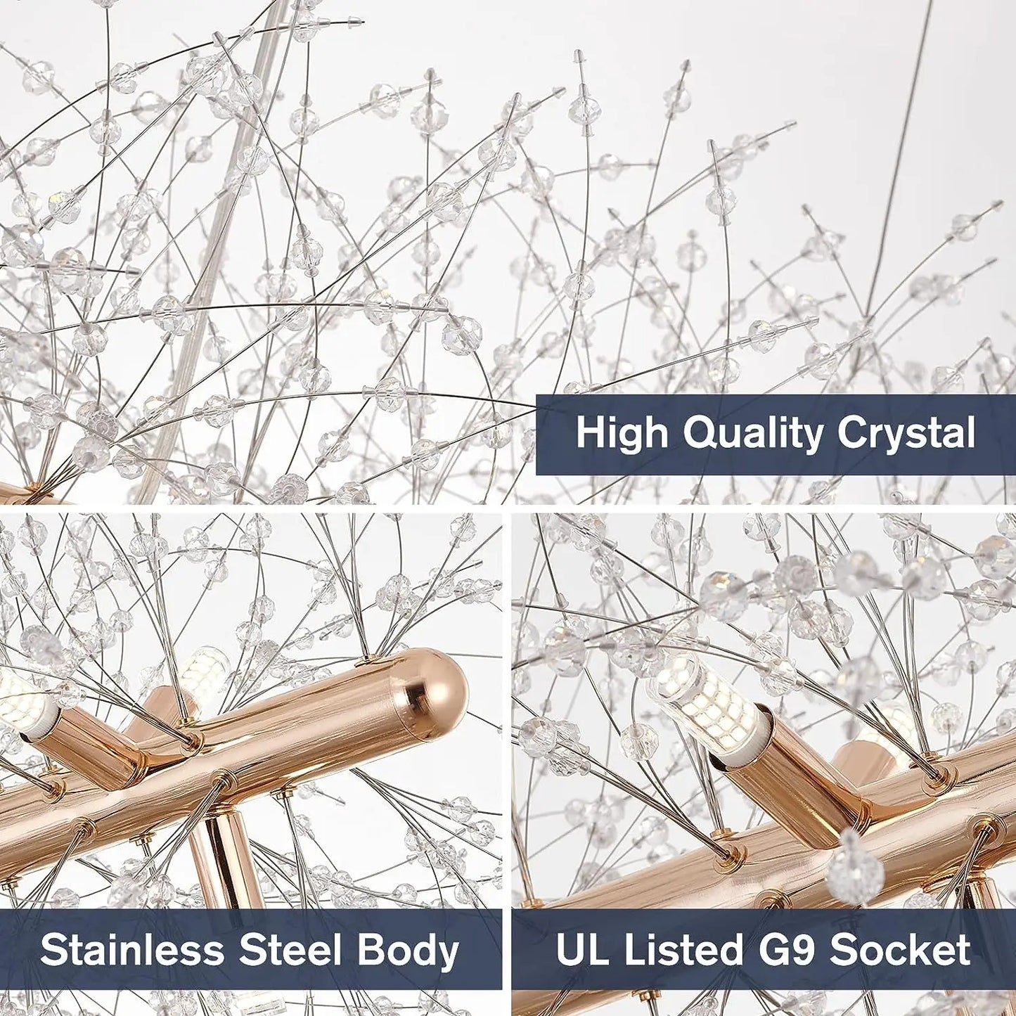 Crystal Firework Chandelier Wedding Lightweight Modern Dining Room Lighting Fixtures Hanging Gold Metal Ceiling Lights