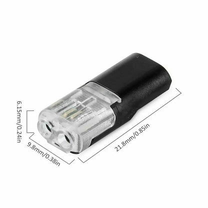 50 Pack 2 Pin Wire Connectors, Tool-Free No-Strip Quick Splice for LED Strip Lights, 22–18 AWG