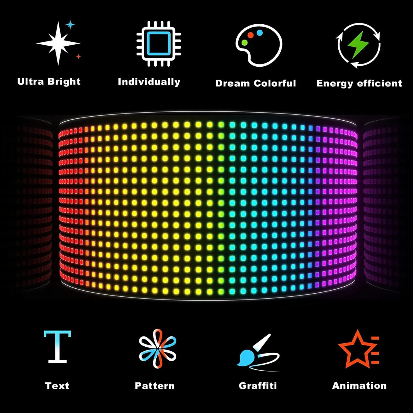 LED Matrix Pixel Panel, Scrolling Bright Advertising LED Signs, Flexible USB 5V LED Car Sign Bluetooth App Control