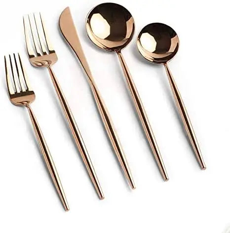 Wholesale Black & Gold 5 Pcs Cutlery for Wedding Rental Flatware Set High Quality 304 Stainless Steel Christmas Luxury Tableware