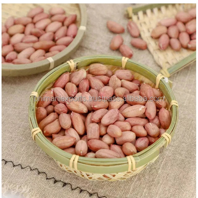 Healthy Snack Red Skin Peanut a Grade Raw Dried Kernels Peeled Peanuts Bulk India Manufacturer GMO Free APEDA Certified