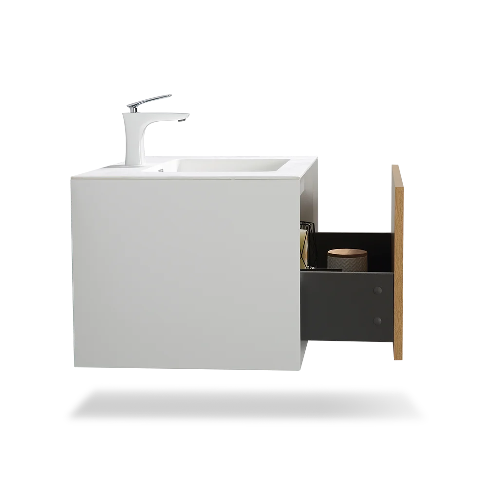 Commercial Sample Available 30 Inch Wall Hung Vanity Modern Bathroom Cabinet with Integrated Sink for Hotel Apartment Project