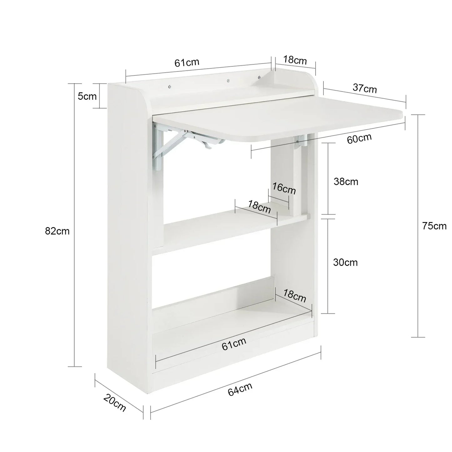SoBuy FWT92 Folding Computer table table with shelves Folding table work table office table for home office wall table