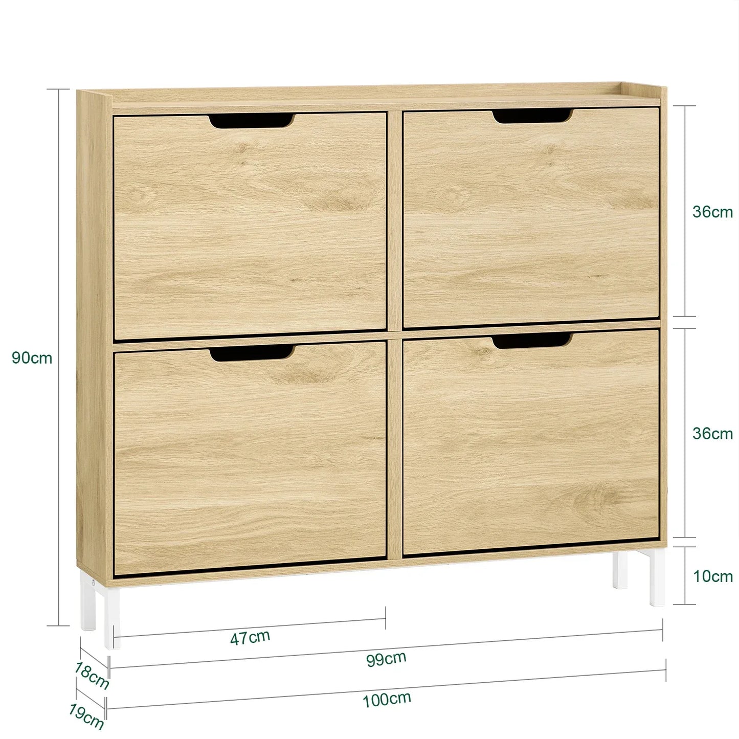 SoBuy FSR100 4 flap shoe rack 8 shelf surface shoe cabinet narrow shoe chest of drawers shoe shelf
