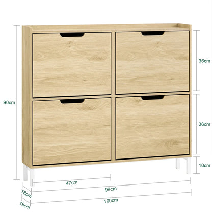 SoBuy FSR100 4 flap shoe rack 8 shelf surface shoe cabinet narrow shoe chest of drawers shoe shelf