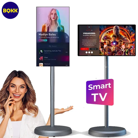 2025 New Trending 21.5 Inch Smart TV Display 21.5" Mobile Lcd Screen Monitor Smart Television on Wheels Stand Portable Tv