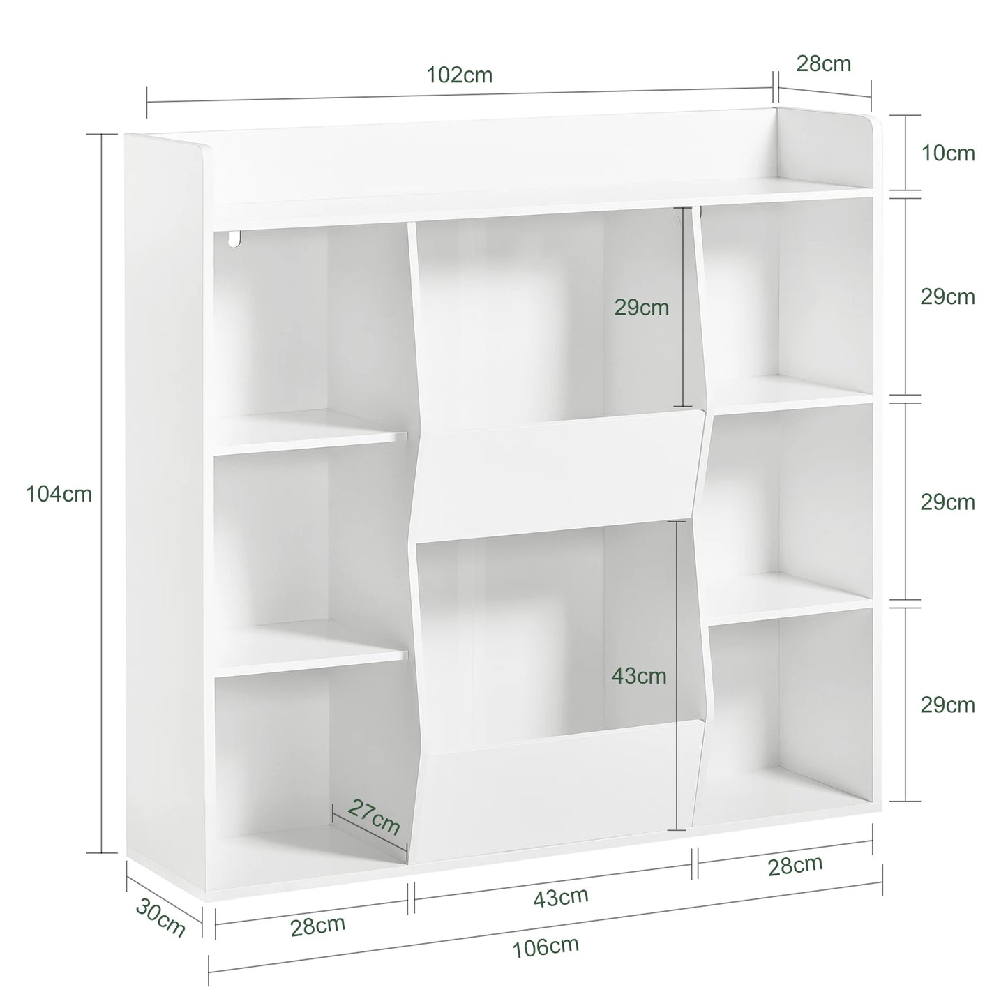 SoBuy KMB55-W bookshelf for children, kids’ shelf, storage rack with 8 open compartments, toy shelf, freestanding shelf, shelf