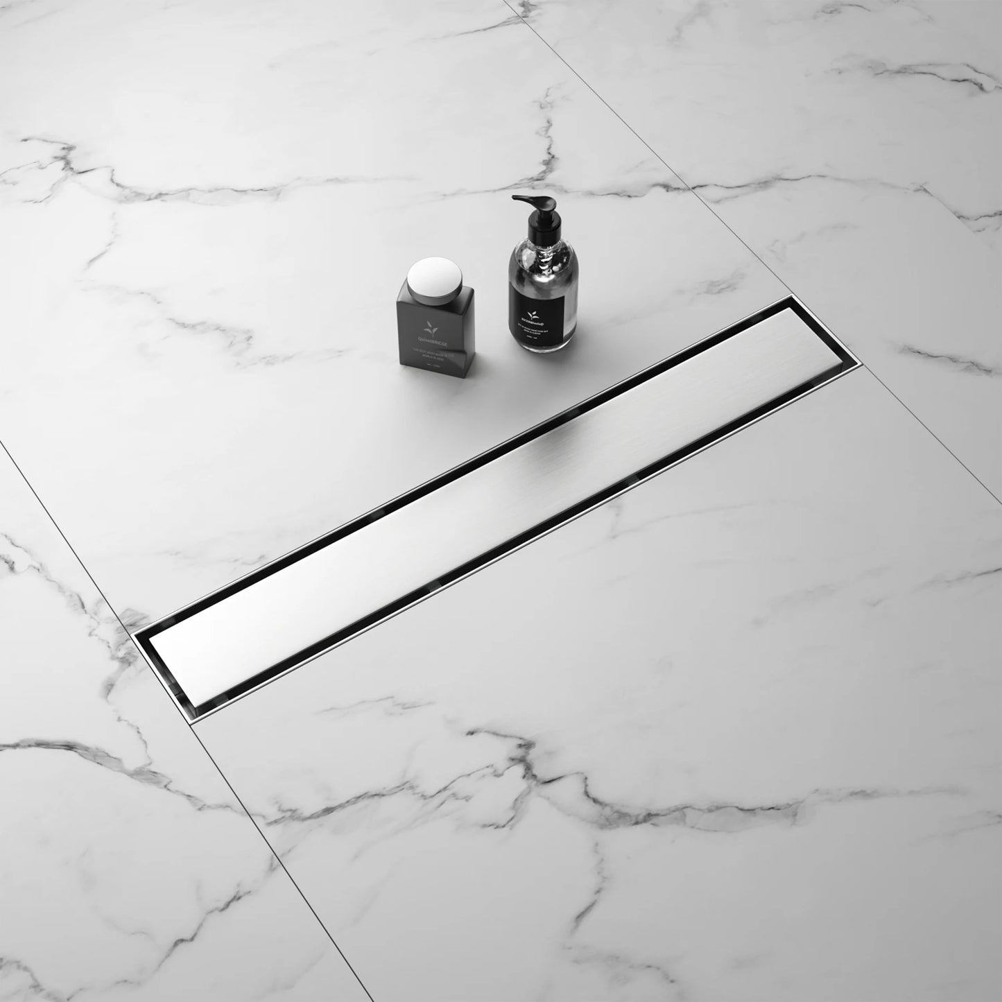 NEODRAIN 28 Inch Recessed Tile-In Brushed Stainless Steel Linear Floor Drain Dropship Friendly