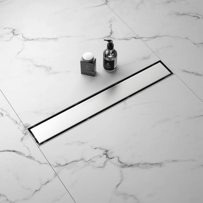 NEODRAIN 28 Inch Recessed Tile-In Brushed Stainless Steel Linear Floor Drain Dropship Friendly