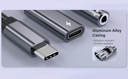 2 in 1 USB C to 3.5mm Headphone and Charger Adapter USB C PD 3.0 Port to Aux Audio Jack Fast Charging Dongle Cable Cord