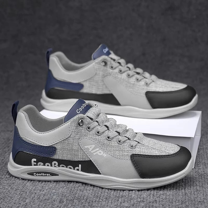 New Style Men's Breathable Lace-Up Sneakers Lightweight Textile Casual Shoes Comfortable Walking Sneakers for Daily Outdoor Use
