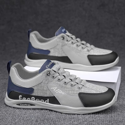 New Style Men's Breathable Lace-Up Sneakers Lightweight Textile Casual Shoes Comfortable Walking Sneakers for Daily Outdoor Use