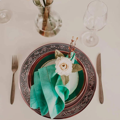 Disposable Iron Copper Finished Round Dinner Plate Chargers Decorative Serving Tableware for Dining