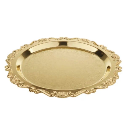Eco-Friendly Golden Brass Dessert Serving Plate for Birthday Party Fruit Display Cake Stand Snack Platter Home Decor