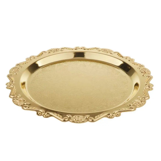 Eco-Friendly Golden Brass Dessert Serving Plate for Birthday Party Fruit Display Cake Stand Snack Platter Home Decor